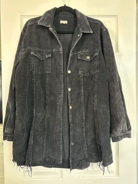 POL Black Oversized Corduroy Shacket